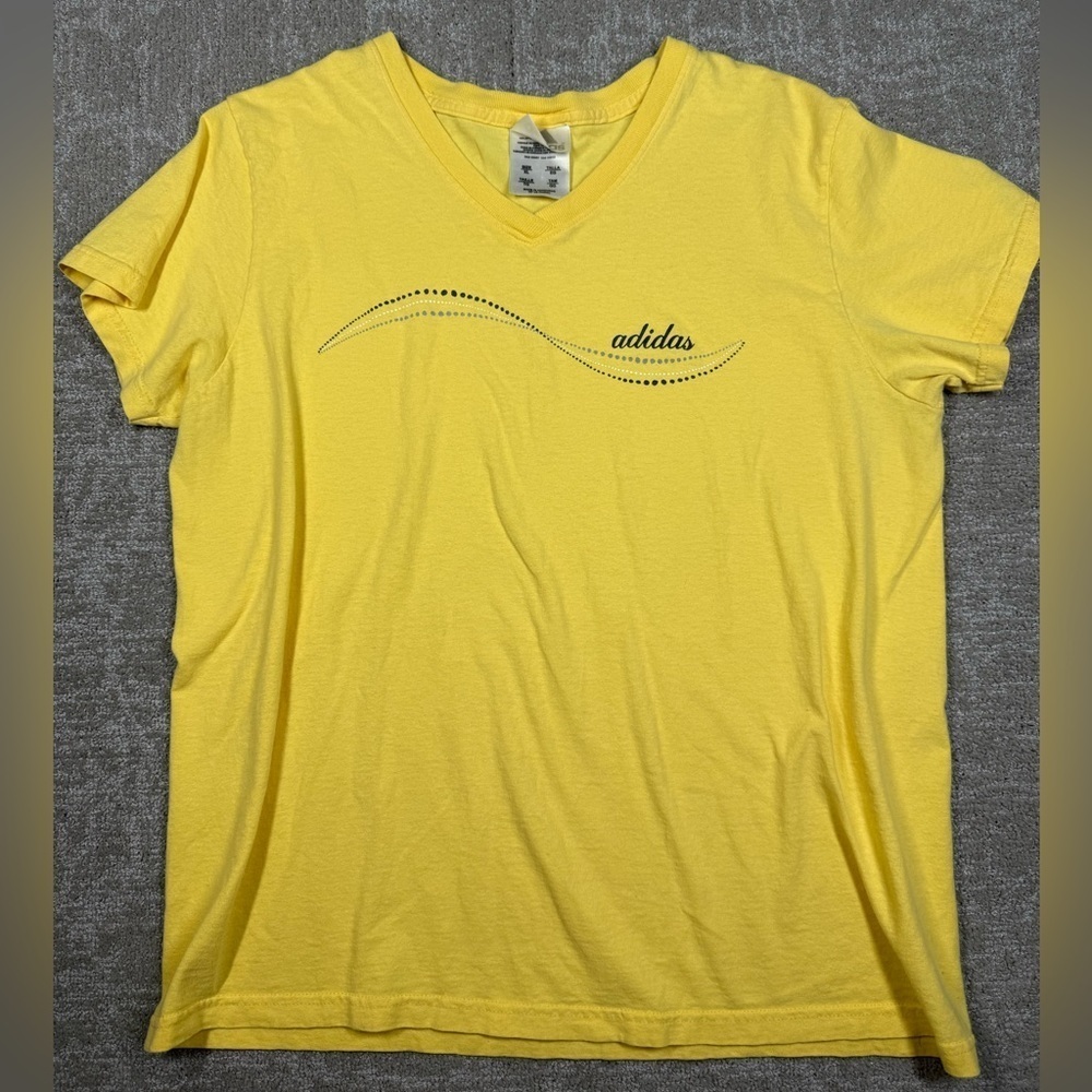 Adidas Yellow Y2K Logo T-Shirt Women XL
